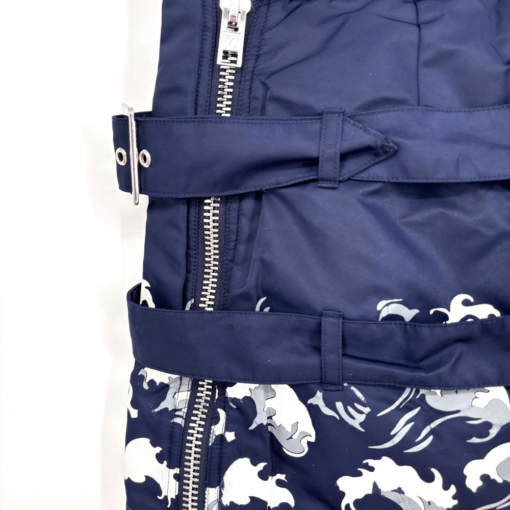 Farren Jean Andrea x Nyden H&M Mini Skirt Nylon Zip Belted Navy Wave Print S - Picture 7 of 10